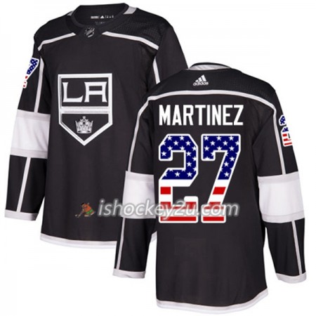 Mænd NHL Los Angeles Kings Trøje Alec Martinez 27 Adidas 2017-2018 Sort USA Flag Fashion Authentic